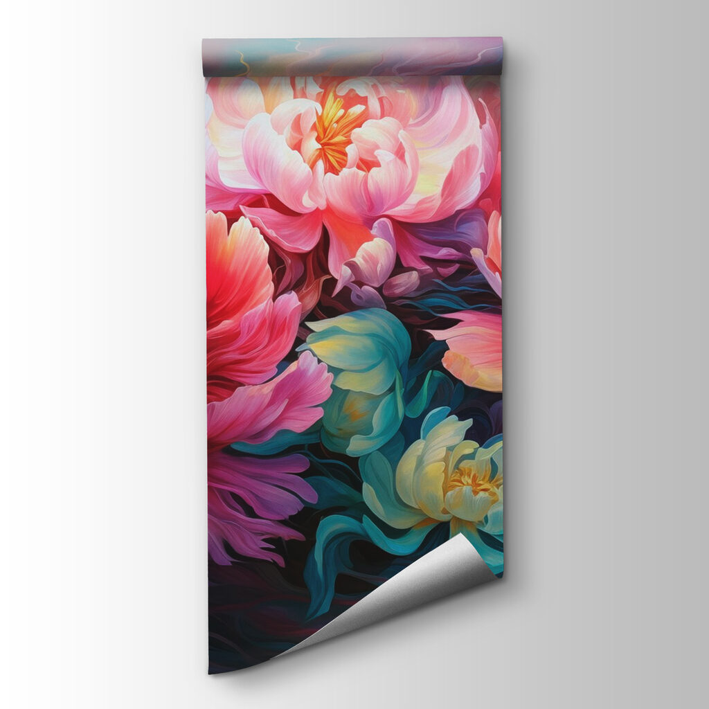 Schilderij van bloemen op een blauwe achtergrond — productweergave