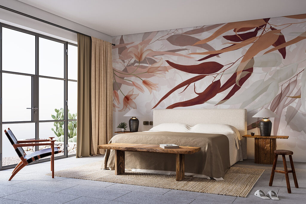 Roze bladeren hangen over — interieur 1