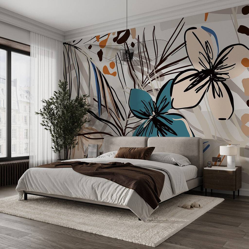 Kleurrijk bloemenpatroon met bloemen — interieur 1