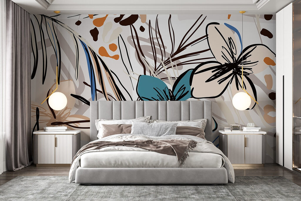 Kleurrijk bloemenpatroon met bloemen — interieur 2