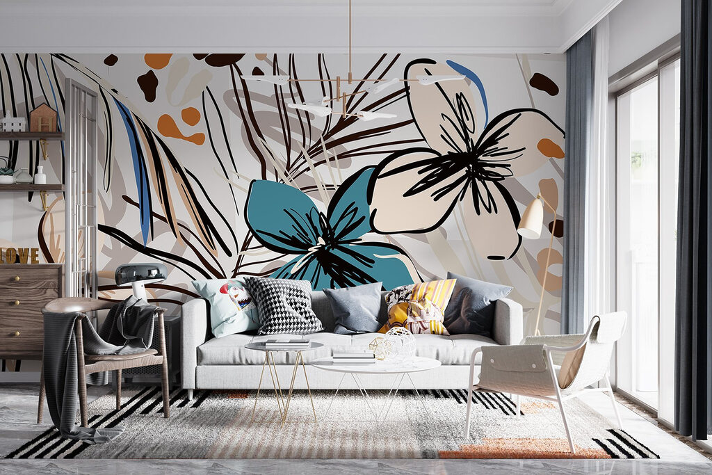 Kleurrijk bloemenpatroon met bloemen — interieur 4