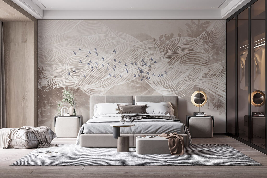 Vogels tussen witte golfbanen — interieur 1