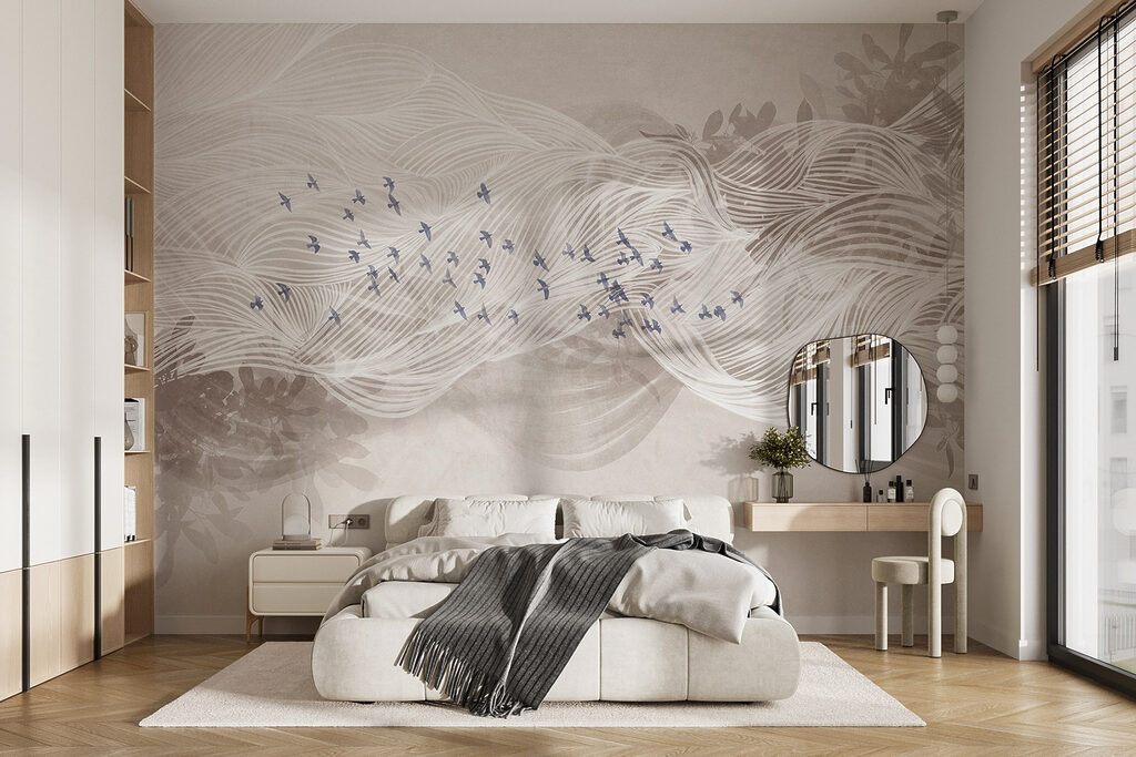 Vogels tussen witte golfbanen — interieur 2