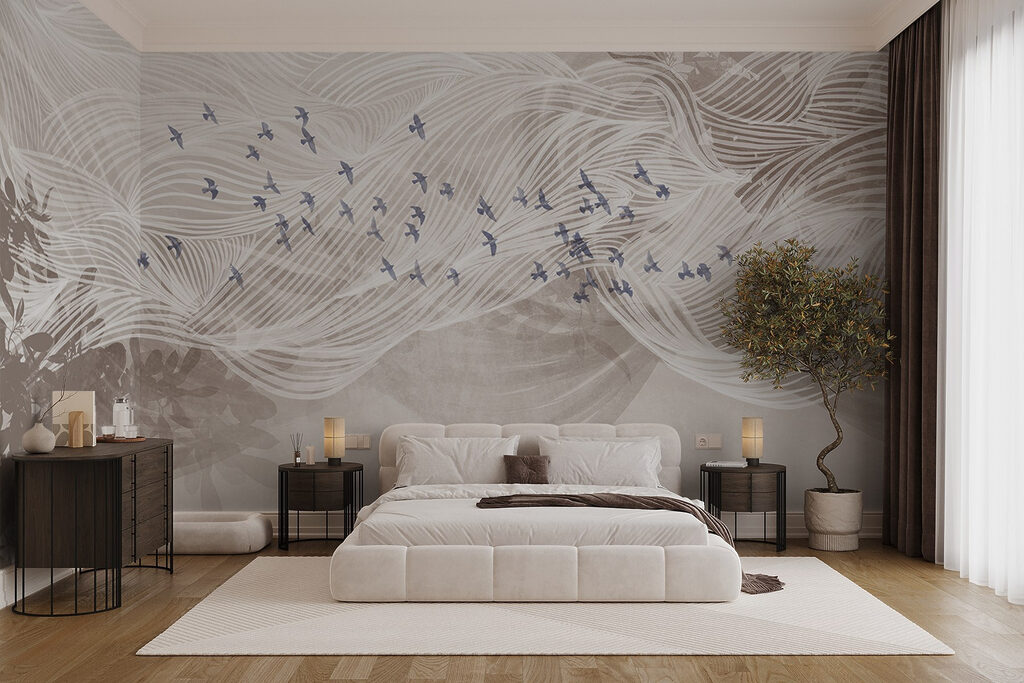 Vogels tussen witte golfbanen — interieur 3