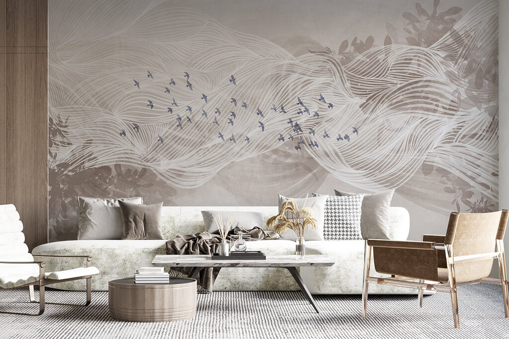 Vogels tussen witte golfbanen — interieur 5