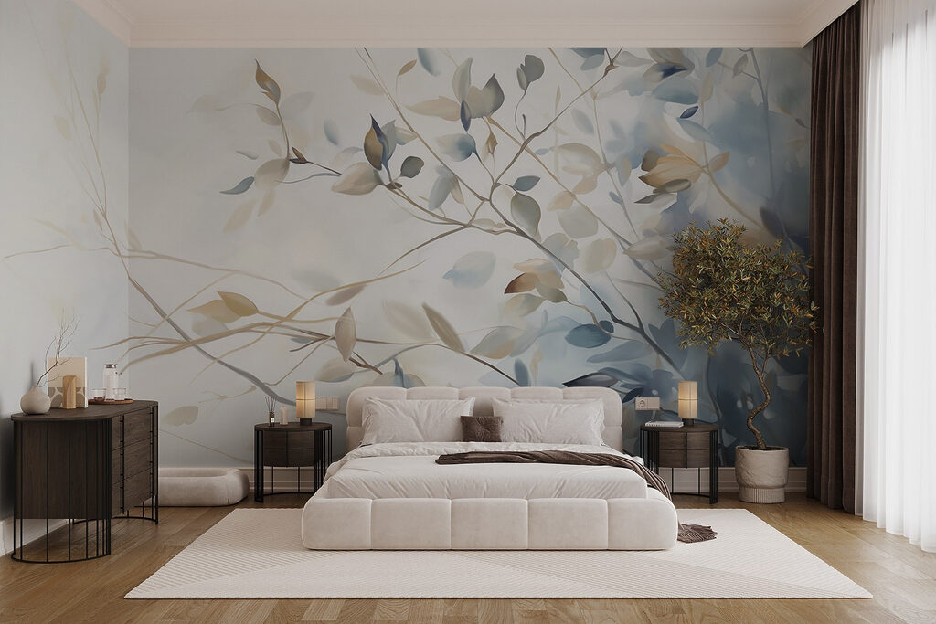 Bladtakjes in blauwe nevel — interieur 2