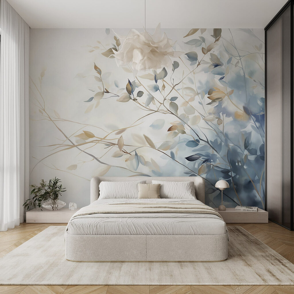 Bladtakjes in blauwe nevel — interieur 3