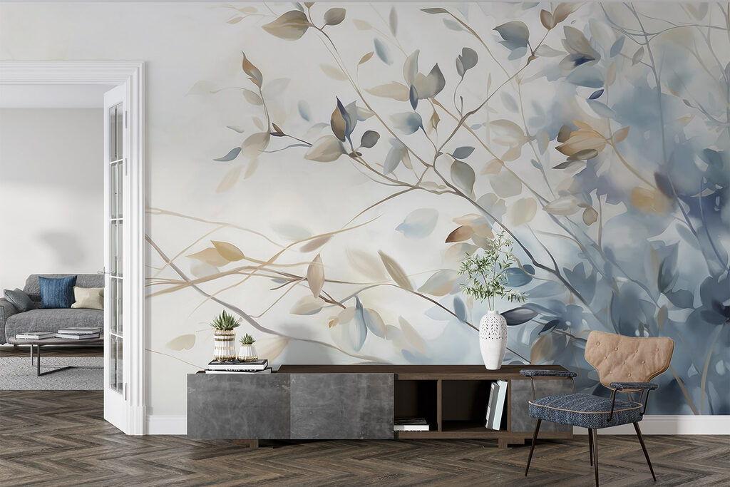 Bladtakjes in blauwe nevel — interieur 4