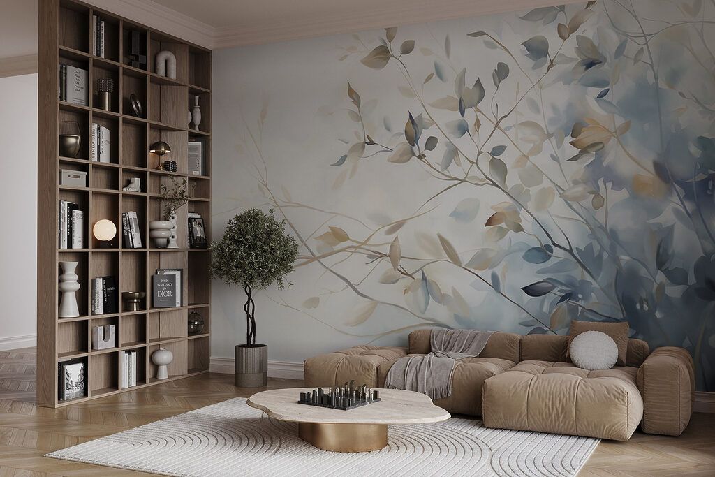 Bladtakjes in blauwe nevel — interieur 6