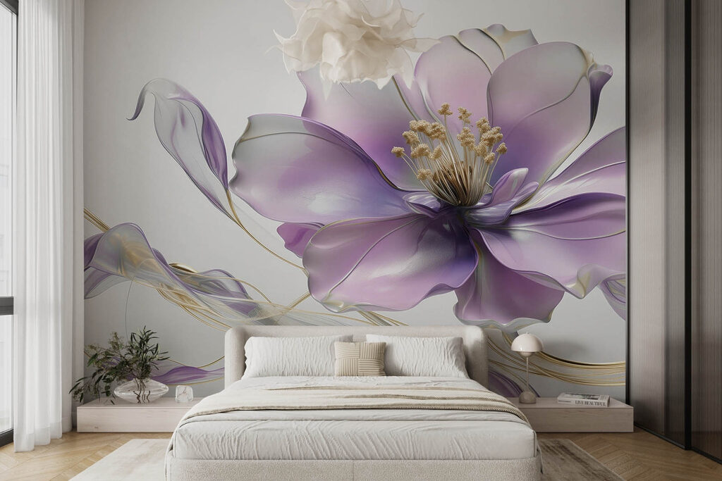 Lila bloem met goudaders — interieur 2