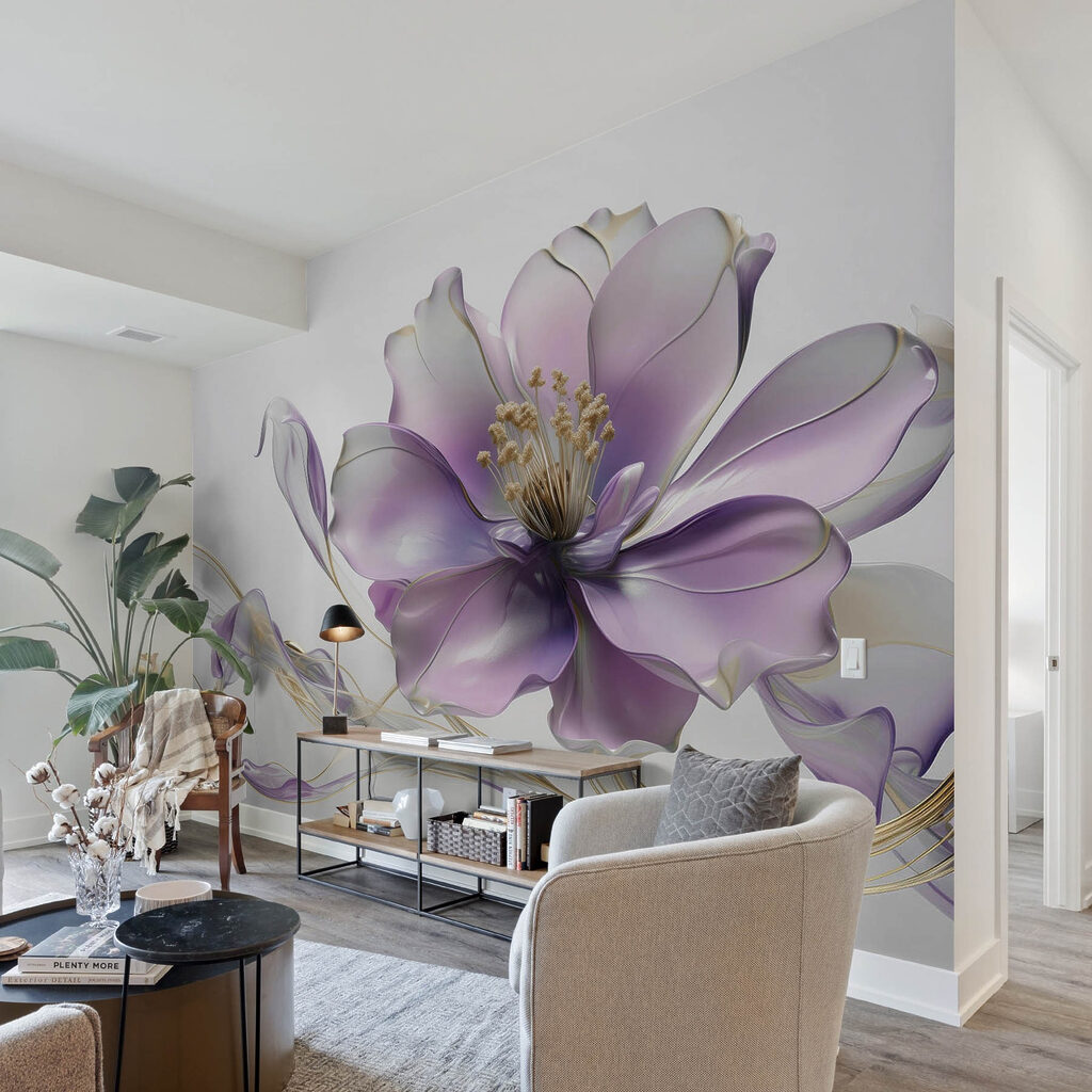 Lila bloem met goudaders — interieur 3