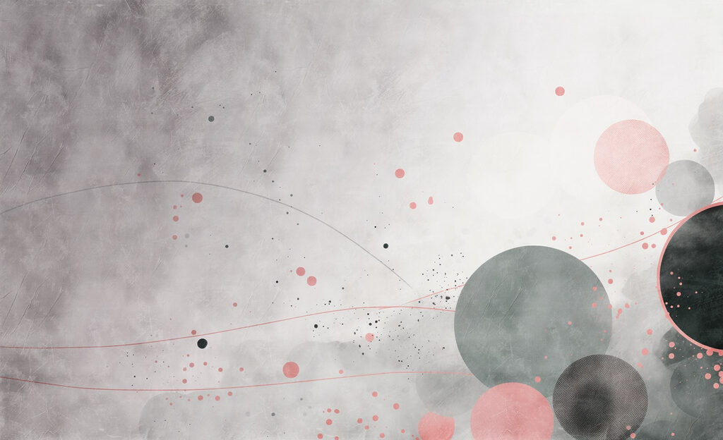 Roze cirkels boven grijs — volledig ontwerp