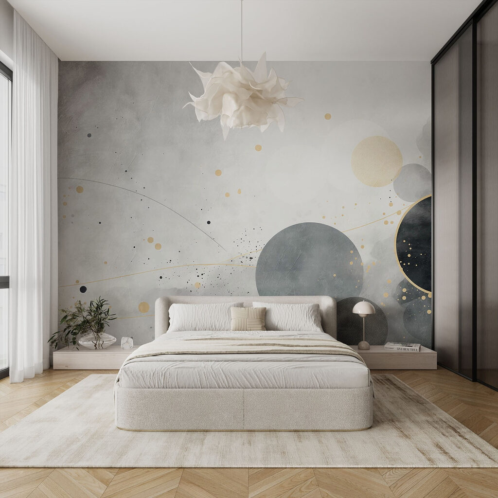 Abstracte cirkels op een zachte achtergrond in een interieur