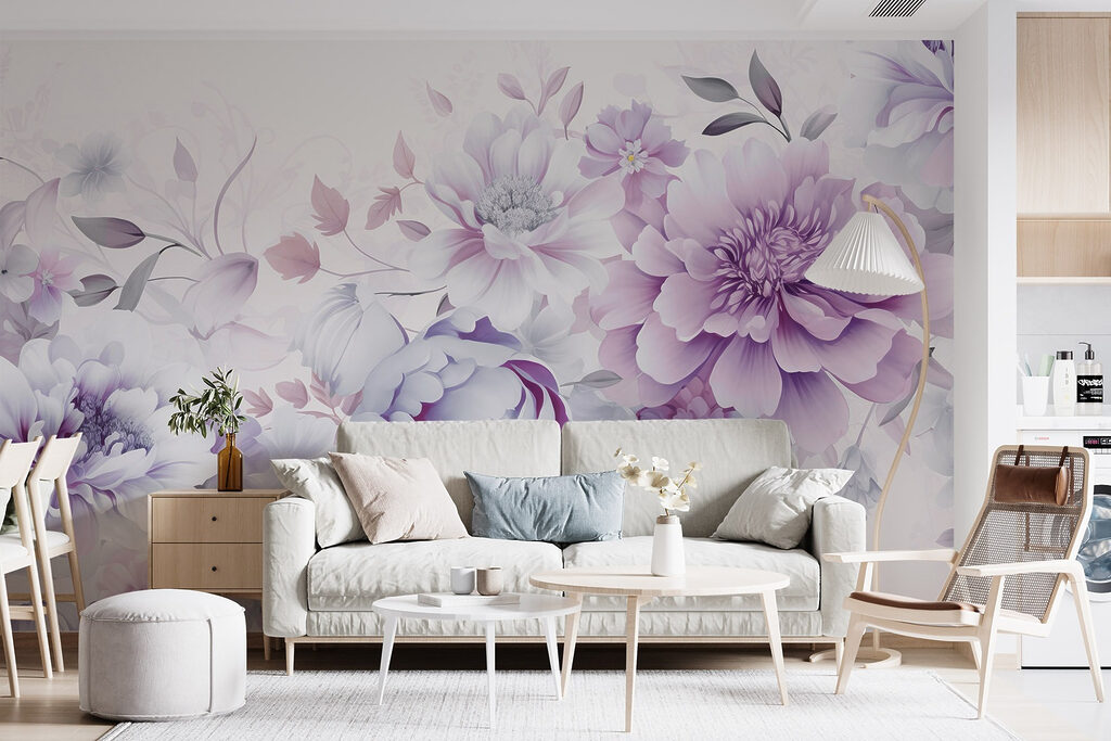 Delicate bloemen in zachte tinten in een interieur