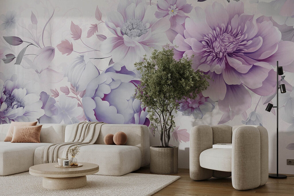 Lila bloemen dicht geweven — interieur 2