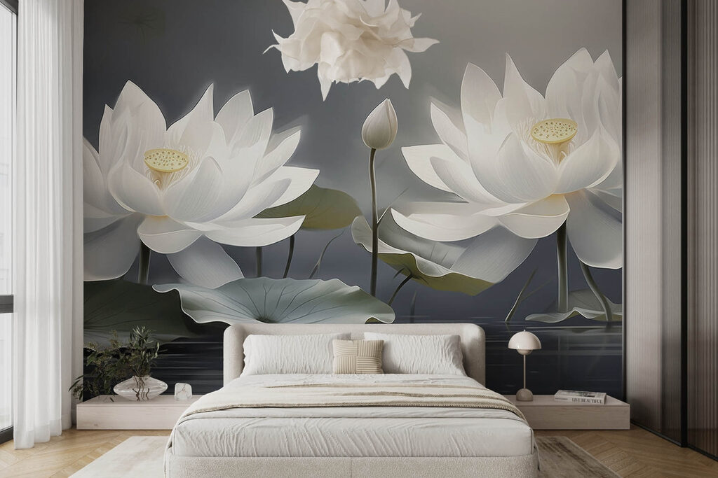 Witte lotussen, donkere vijver — interieur 1