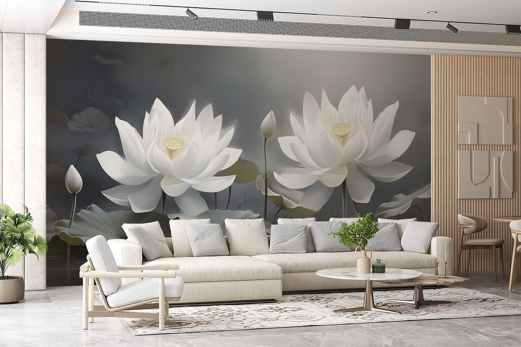 Witte lotussen, donkere vijver — interieur 3