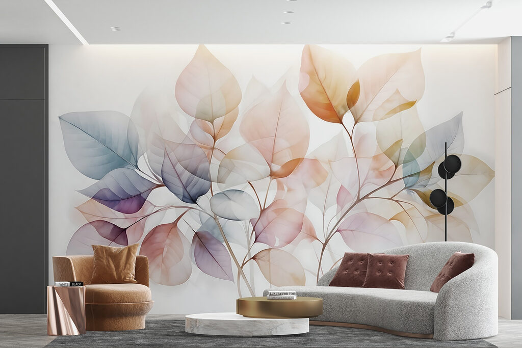 Delicate bladeren in zachte tinten — interieur 4