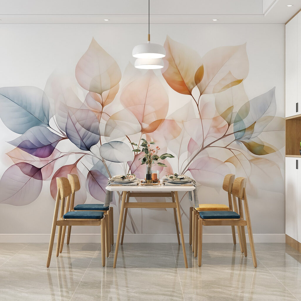 Delicate bladeren in zachte tinten — interieur 6