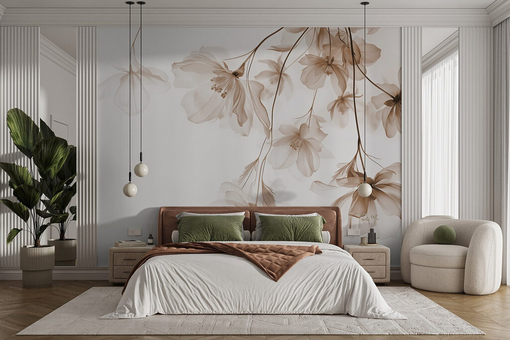 Bloemen dalen langs takjes — interieur 1