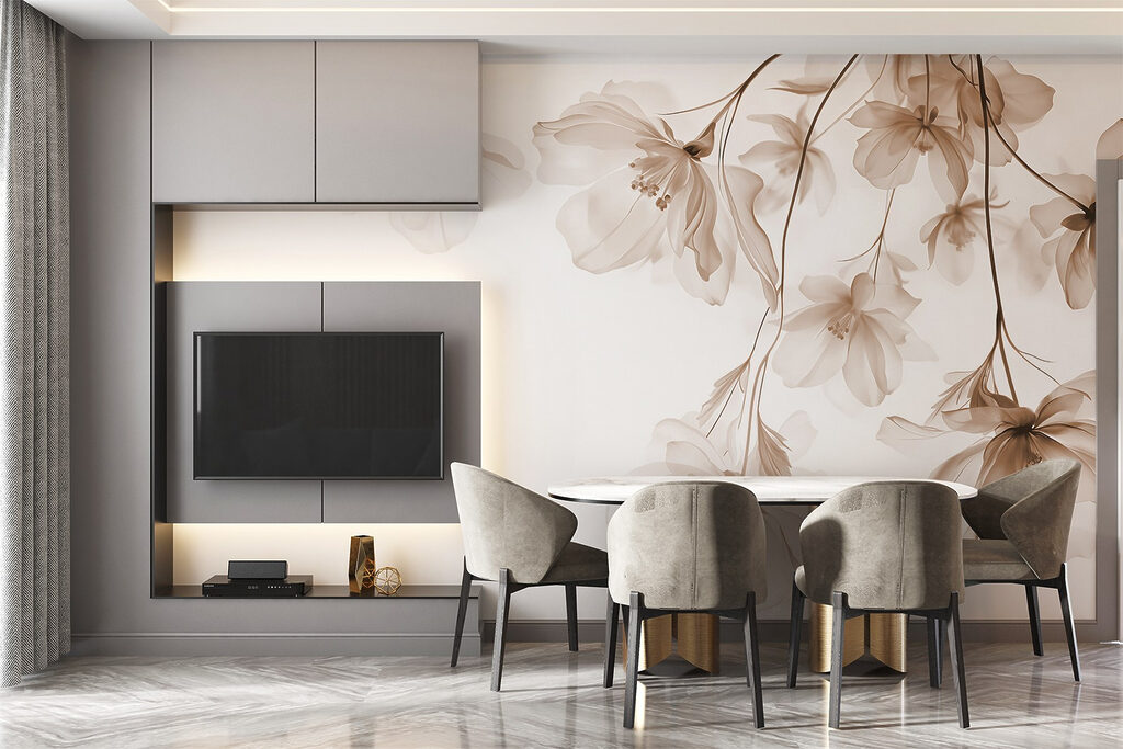 Bloemen dalen langs takjes — interieur 4