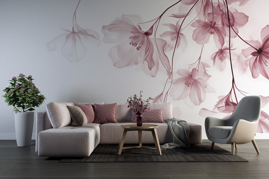 Bloemen dalen langs takjes — interieur 5