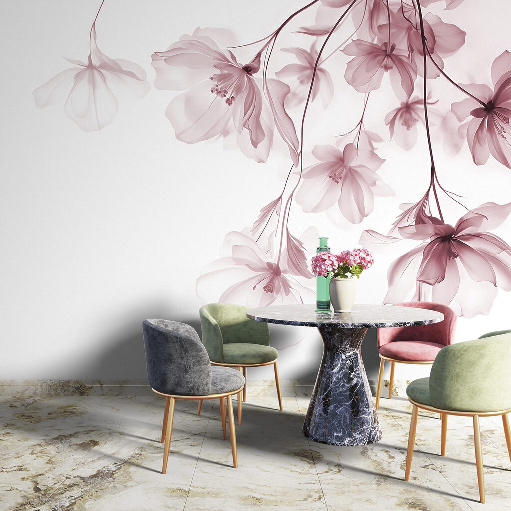 Bloemen dalen langs takjes — interieur 6