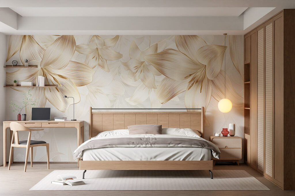 Gouden bloemen boven bladschaduw — interieur 1