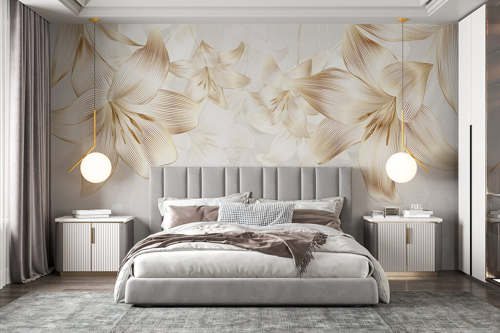 Gouden bloemen boven bladschaduw — interieur 2