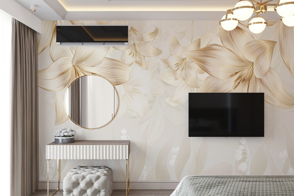 Gouden bloemen boven bladschaduw — interieur 3