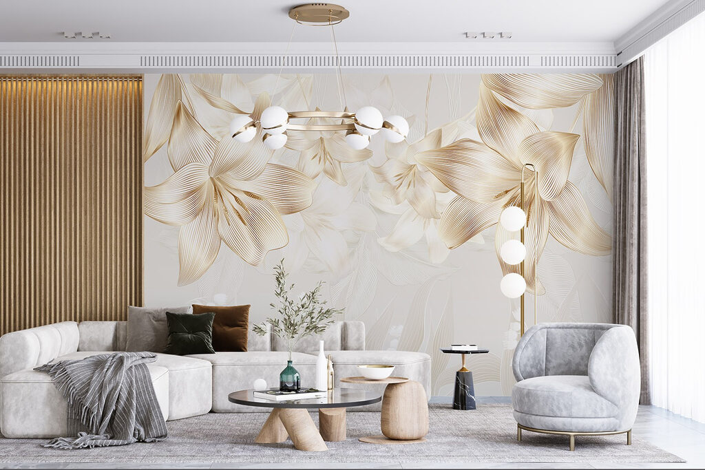 Gouden bloemen boven bladschaduw — interieur 4
