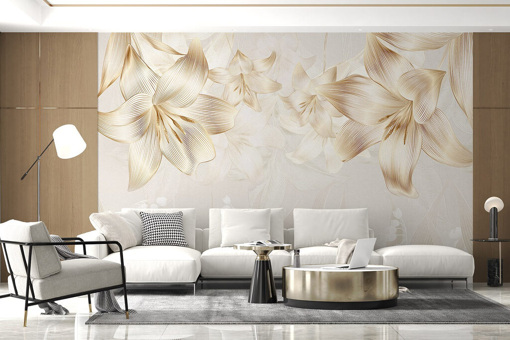 Gouden bloemen boven bladschaduw — interieur 5
