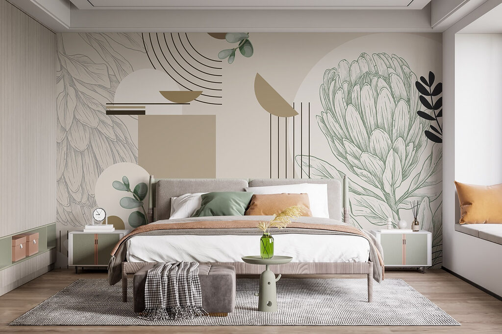 Artisjoklijnen tussen beige vlakken — interieur 2