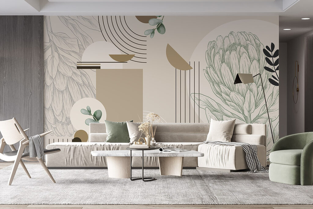 Artisjoklijnen tussen beige vlakken — interieur 3