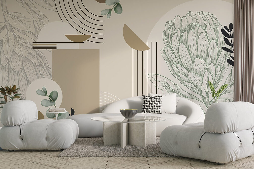 Artisjoklijnen tussen beige vlakken — interieur 4