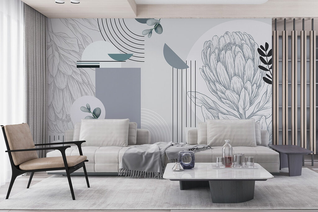 Elegante abstracte kunstcompositie met botanische motieven — interieur 2