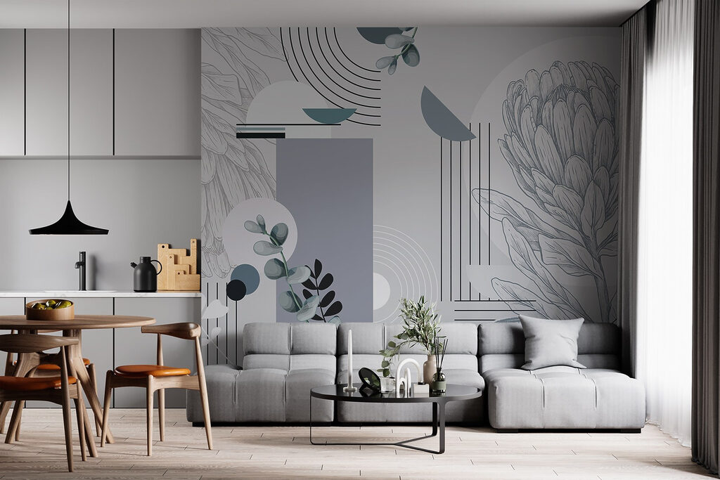 Elegante abstracte kunstcompositie met botanische motieven — interieur 4