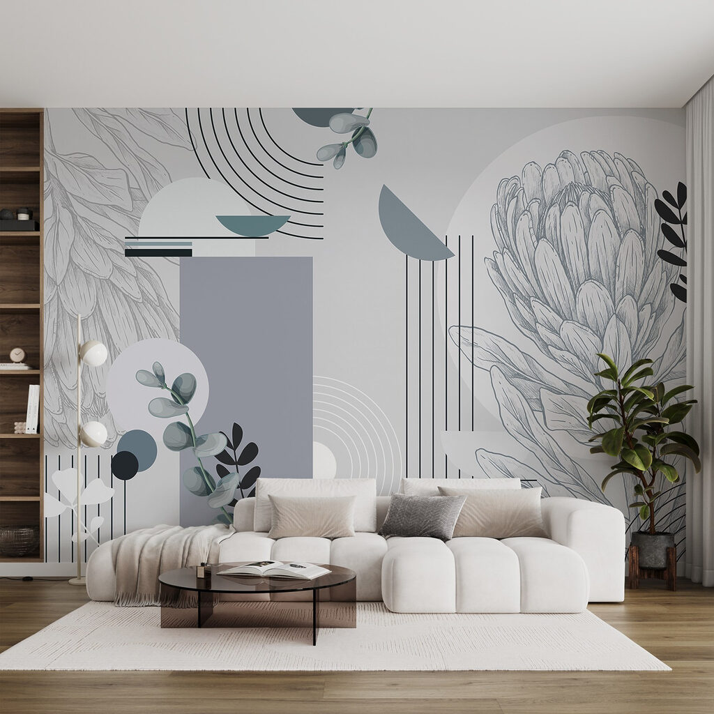 Elegante abstracte kunstcompositie met botanische motieven — interieur 5