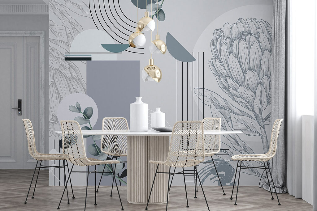 Elegante abstracte kunstcompositie met botanische motieven — interieur 6
