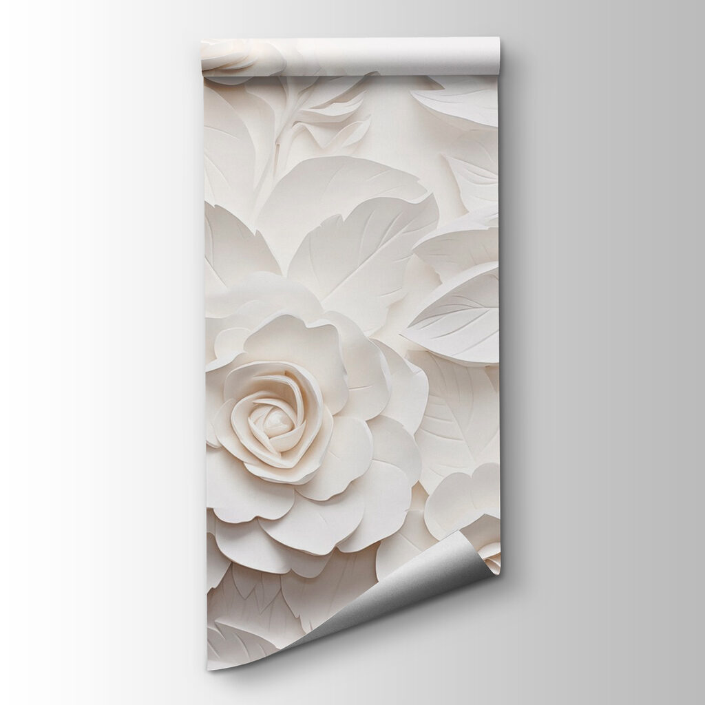 Witte rozen als wandreliëf — productweergave