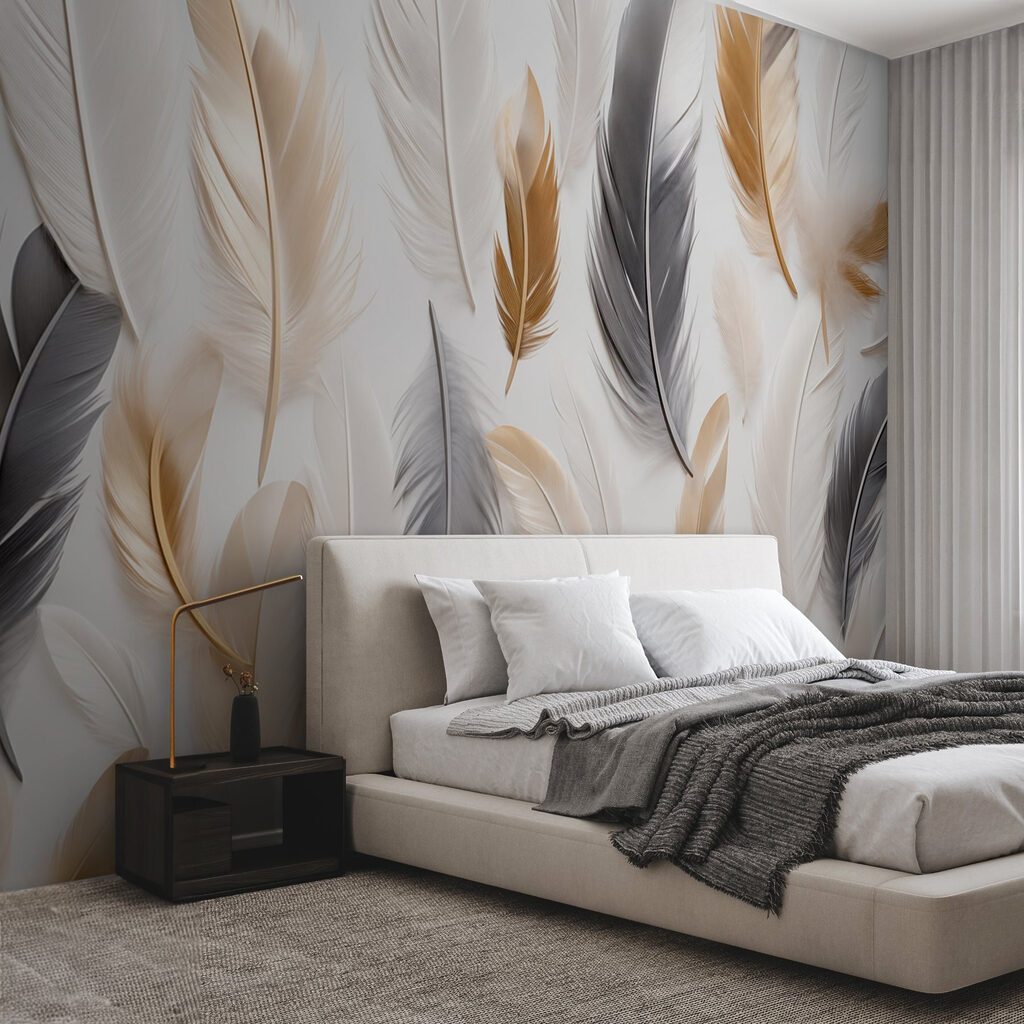 Gouden veren naast grijs — interieur 2