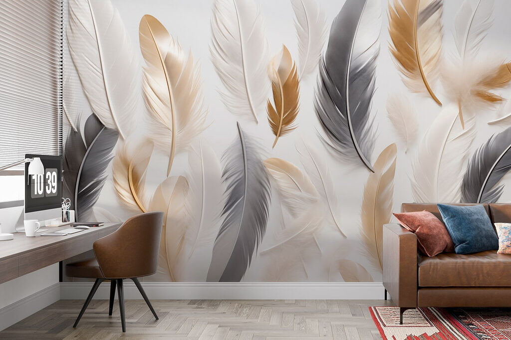 Gouden veren naast grijs — interieur 4