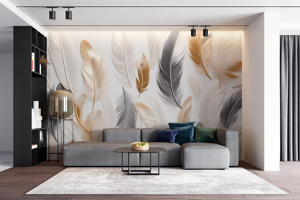 Gouden veren naast grijs — interieur 5