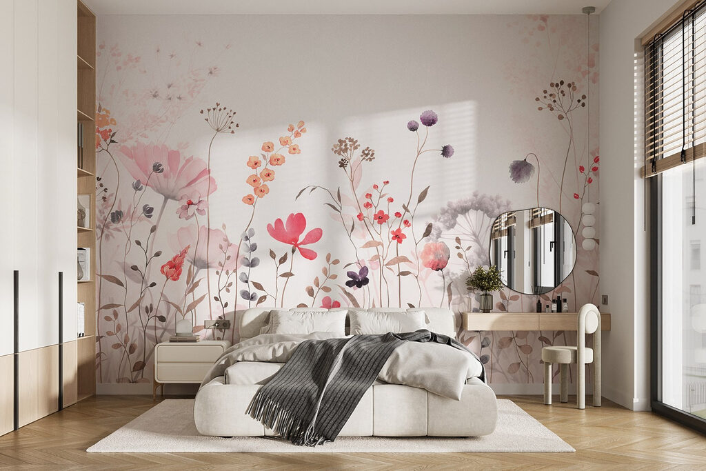 Fijne veldbloemen in roze — interieur 1