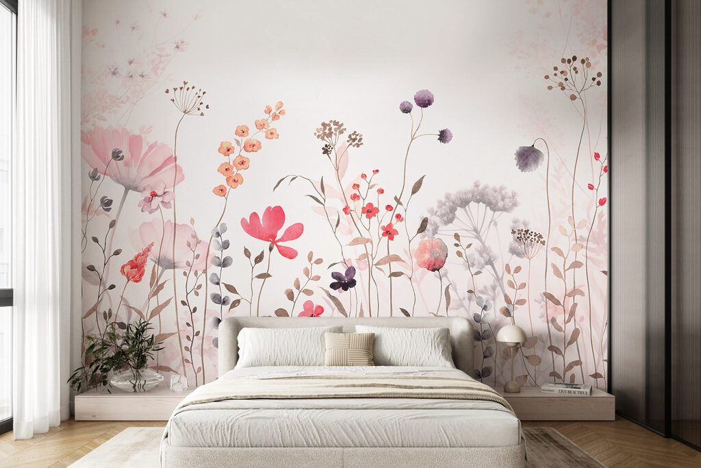Fijne veldbloemen in roze — interieur 2