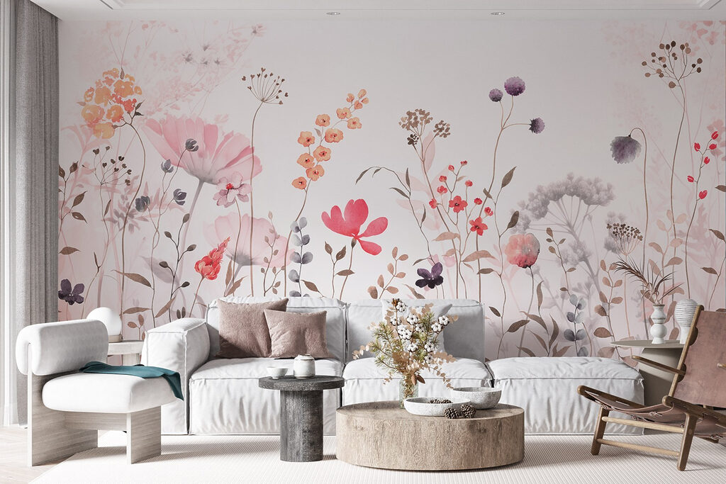 Fijne veldbloemen in roze — interieur 4