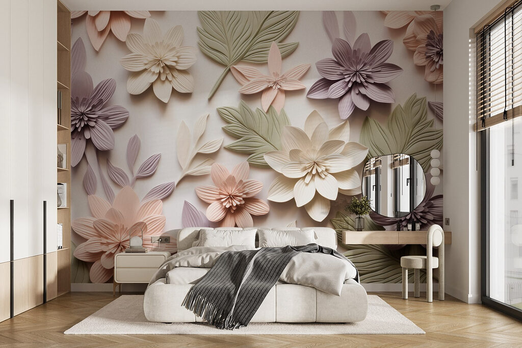 Kleurige bloemen als reliëf — interieur 1