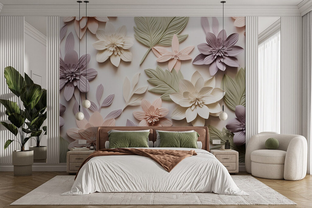 Kleurige bloemen als reliëf — interieur 2