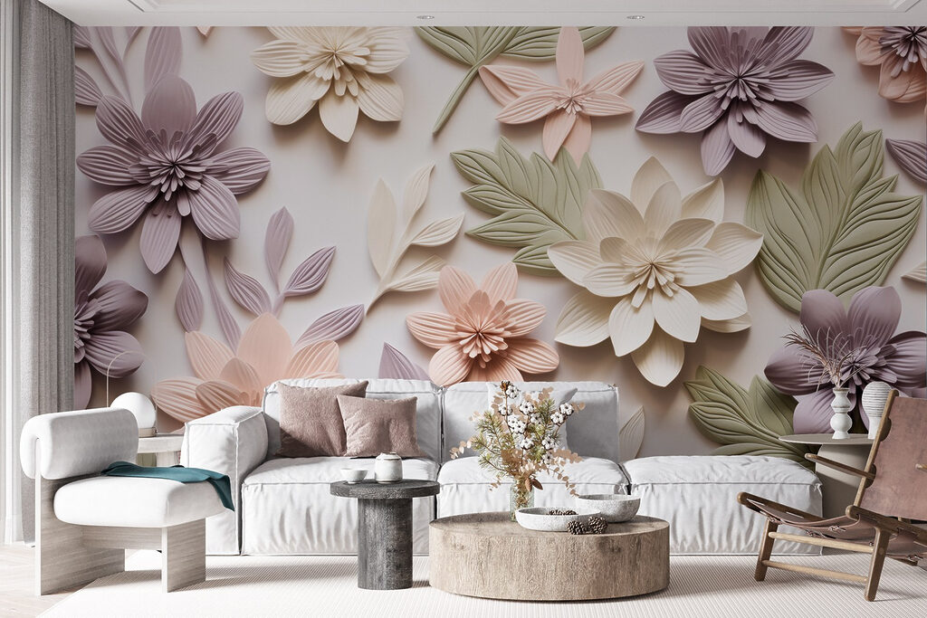 Kleurige bloemen als reliëf — interieur 5