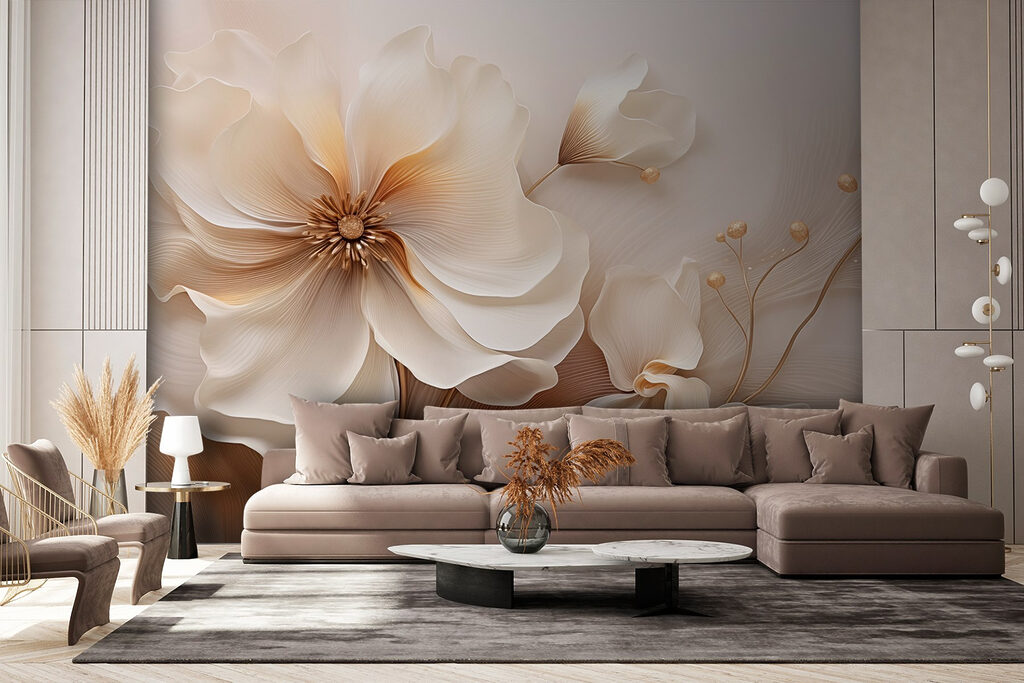 Crèmekleurige bloem met goudknoppen — interieur 3